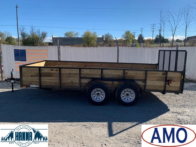 AMO 82in X 16ft Tandem Axle Steel Utility Trailer with Ramp Gate